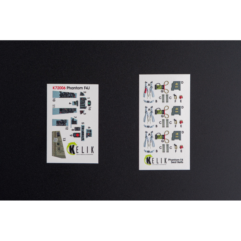 F-4J "Phantom II" interior 3D decals for FineMolds kit 1/72 Kelik K72006