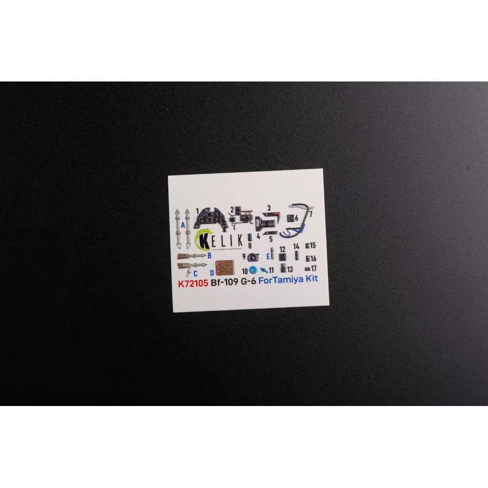 BF109 G-6 interior 3D decals for Tamiya kit 1/72 Kelik K72105
