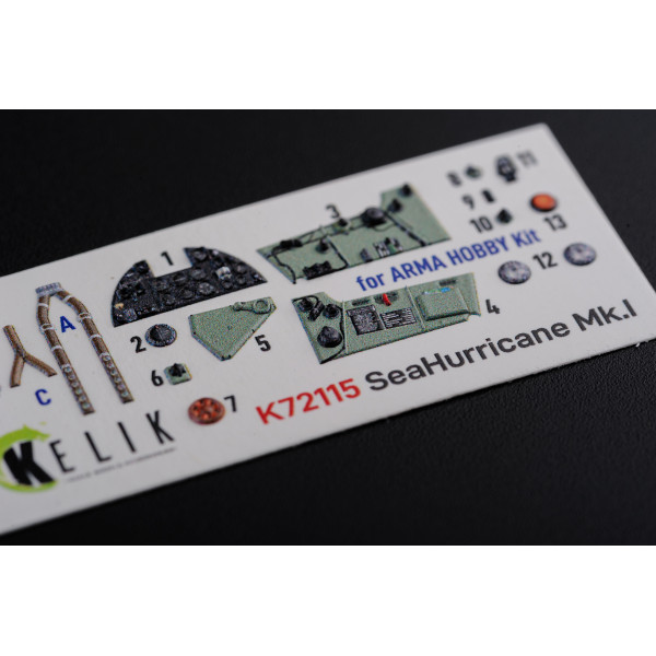 Sea Hurricane Mk I 3D Декаль Інтер'єр для набору Arma Hobby 1/72 Kelik K72115