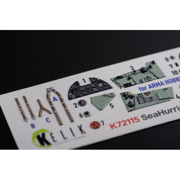 Sea Hurricane Mk I 3D Декаль Інтер'єр для набору Arma Hobby 1/72 Kelik K72115