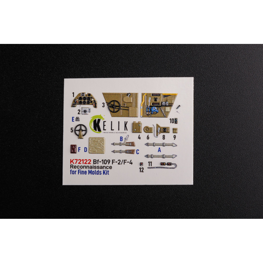 BF109-F2/F4 reconnaissance interior 3D decals for Fine Molds kit 1/72 Kelik K72122