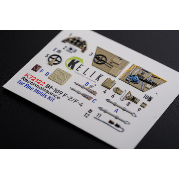 BF109-F2/F4 reconnaissance interior 3D decals for Fine Molds kit 1/72 Kelik K72122