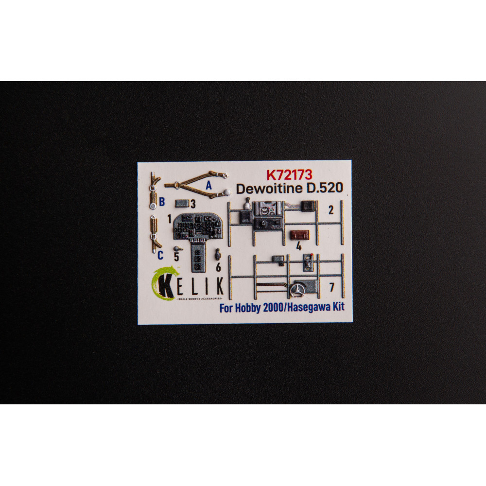 Dewoitine D.520 - interior 3D decals for Hobby 2000/Hasegawa kit 1/72 Kelik K72173