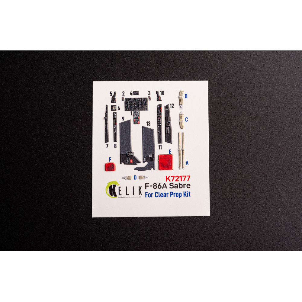 F-86A Sabre - interior 3D decals for ClearProp kit 1/72 Kelik K72177