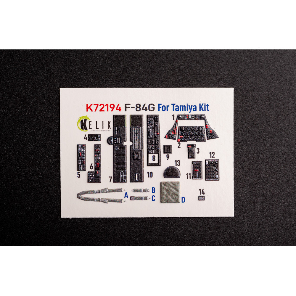 F-84G Thunderjet - 3D interior 3D decals for Tamiya kit 1/72 Kelik K72194