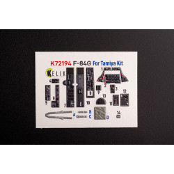 F-84G Thunderjet - 3D interior 3D decals for Tamiya kit 1/72 Kelik K72194