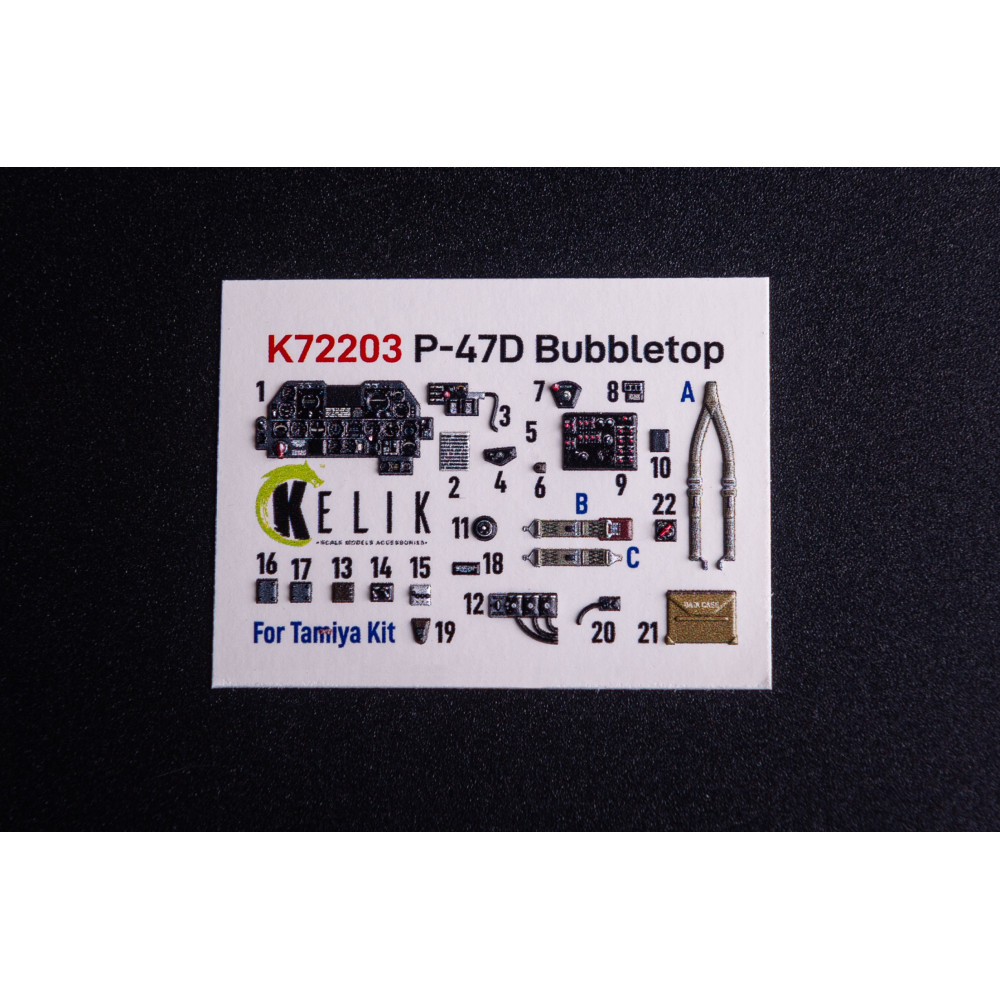 P-47D Bubbletop - 3D Декаль Інтер'єр для набору Tamiya 1/72 Kelik K72203