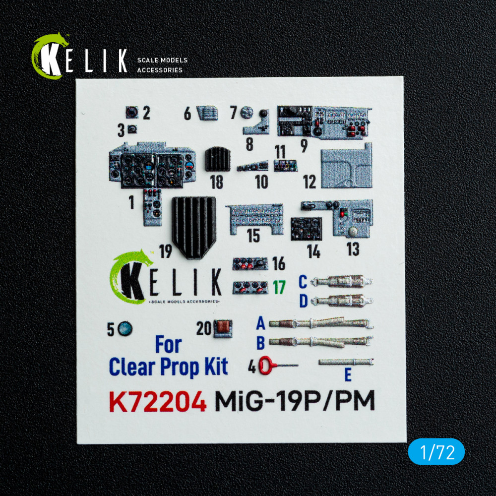 МІГ-19П/ПМ - 3D Декаль Інтер'єр для набору ClearProp 1/72 Kelik K72204