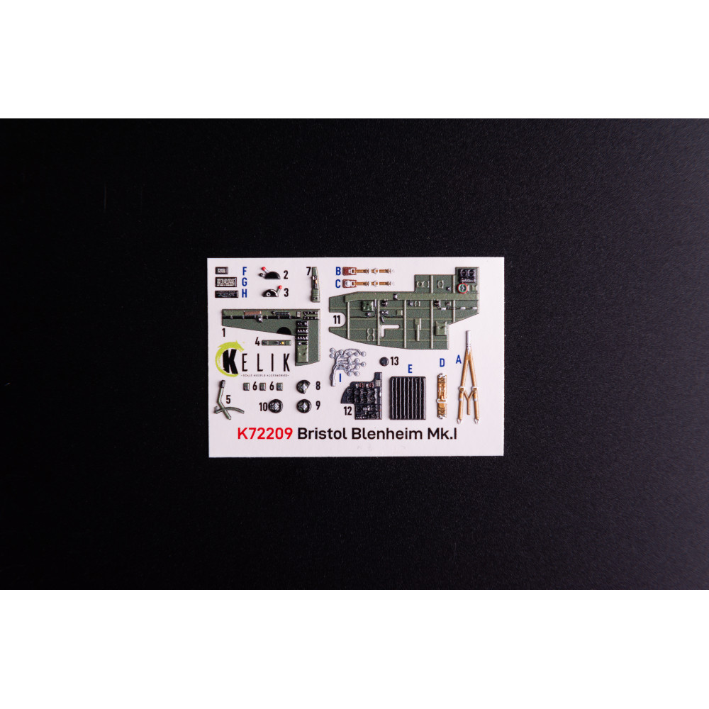 Bristol Bleninheim Mk.1 - interior 3D decals for  Airfix kit 1/72 Kelik K72209