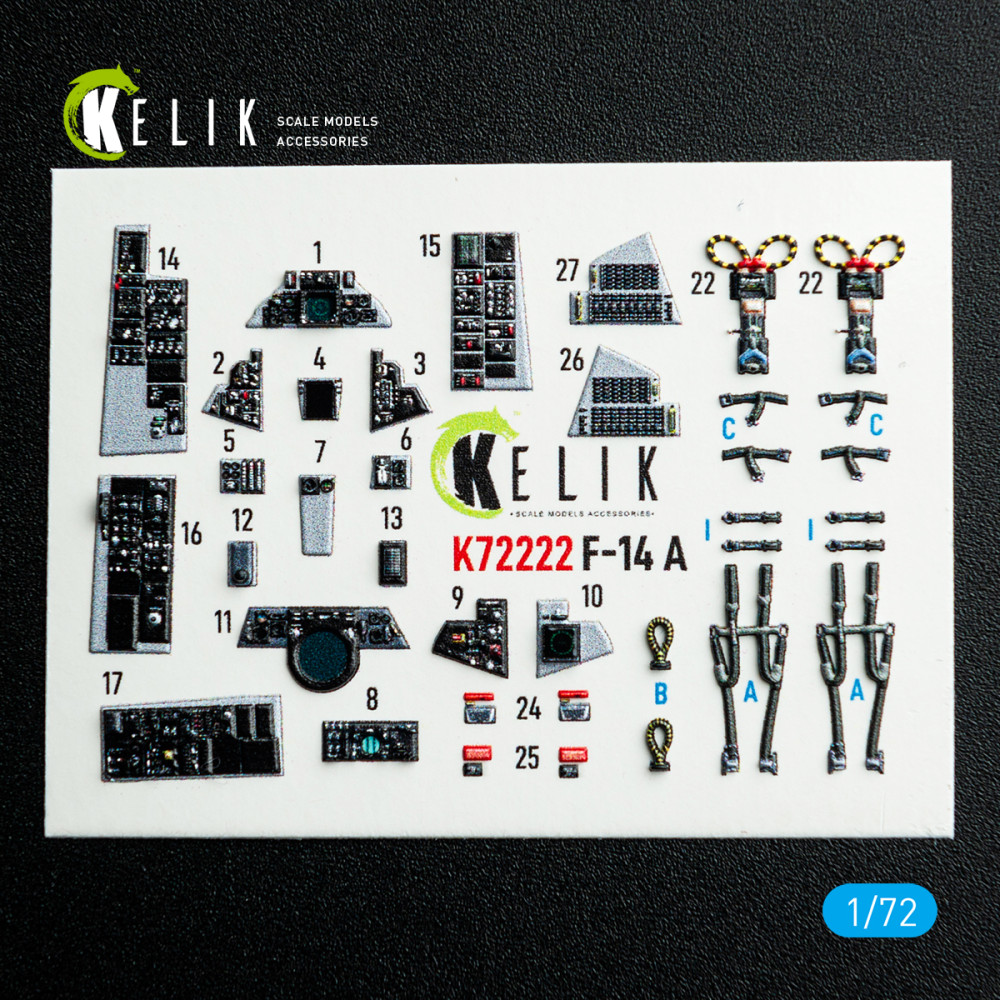 F-14A Tomcat - interior 3D decals for Academy kit 1/72 Kelik K72222