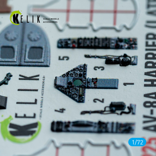 AV-8A Harrier (late) - 3D Декаль Інтер'єр для набору Italeri 1/72 Kelik K72225