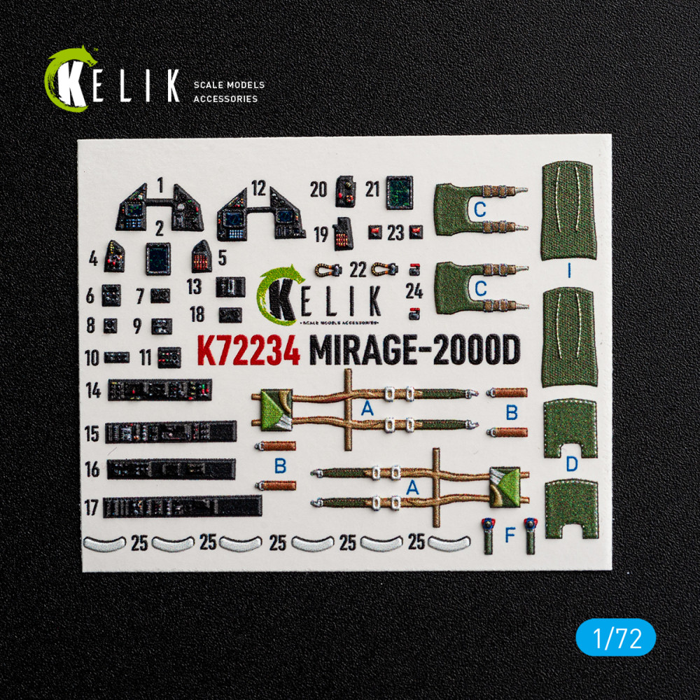 Mirage-2000D - 3D Декаль Интерьер для набора DreamModel 1/72 Kelik K72234
