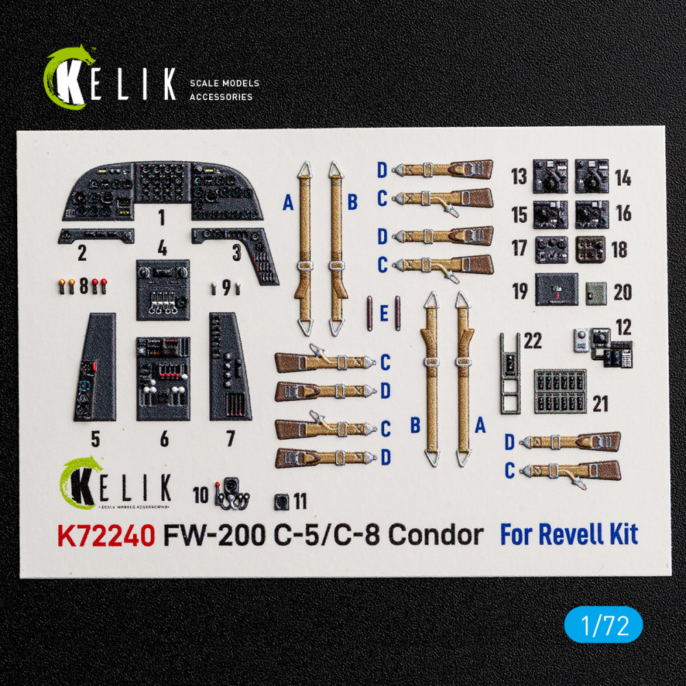 FW-200 C-5/C-8 - 3D Декаль Интерьер для набора Revell 1/72 Kelik K72240