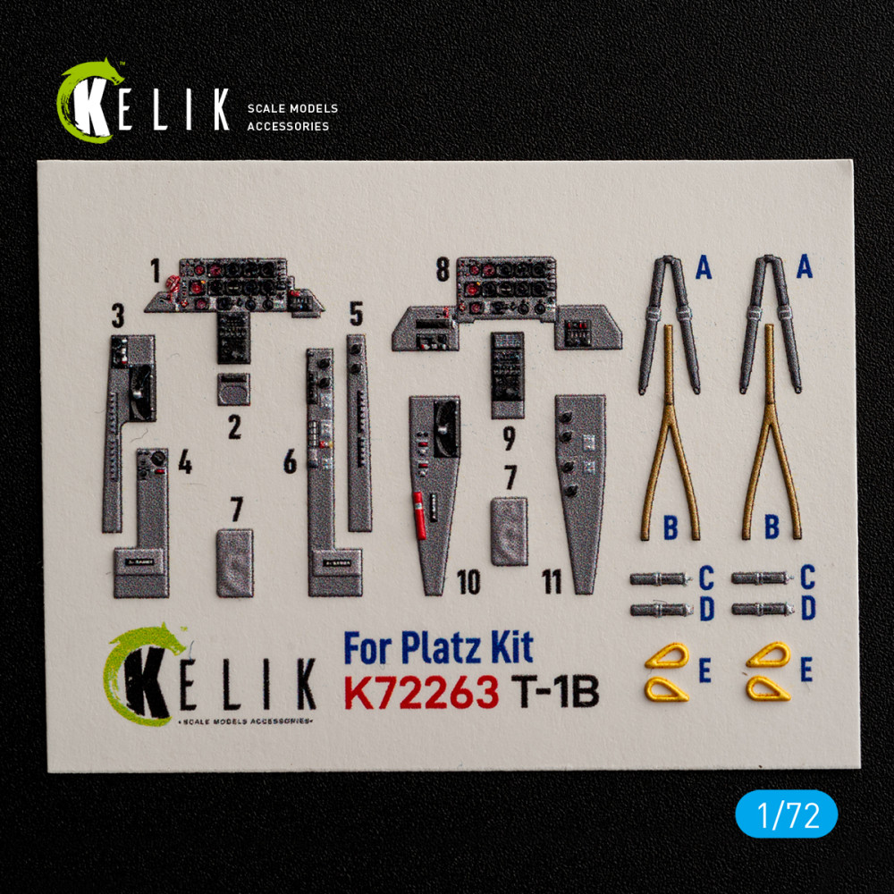 T-1B - 3D Декаль Інтер'єр для набору Platz 1/72 Kelik K72263