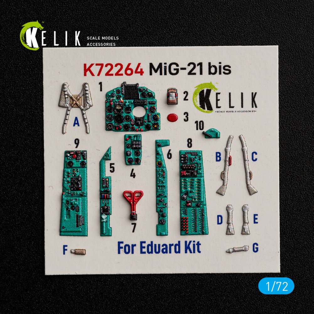 MiG-21 bis - 3D Декаль Інтер'єр для набору Eduard 1/72 Kelik K72264