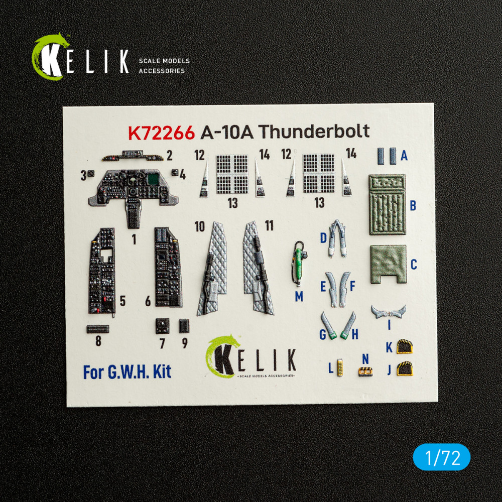 A-10A Thunderbolt - 3D Декаль Інтер'єр для набору GWH 1/72 Kelik K72266