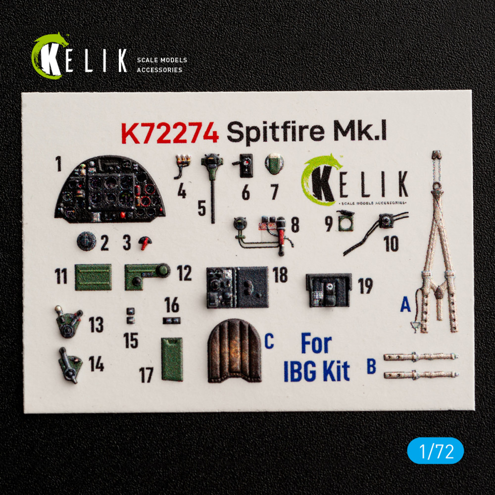 Spitfire Mk.I  - 3D Декаль Інтер'єр для набору IBG 1/72 Kelik K72274