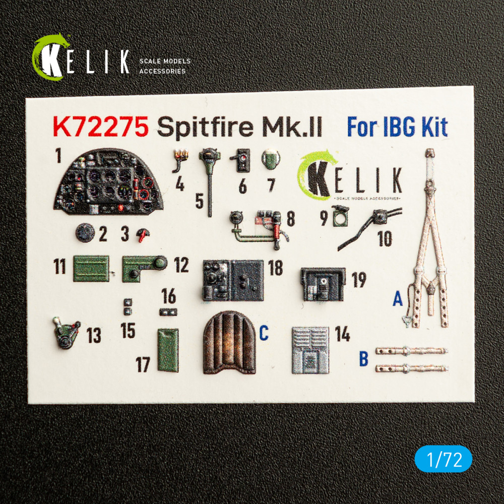 Spitfire Mk.II  - 3D Декаль Інтер'єр для набору IBG 1/72 Kelik K72275