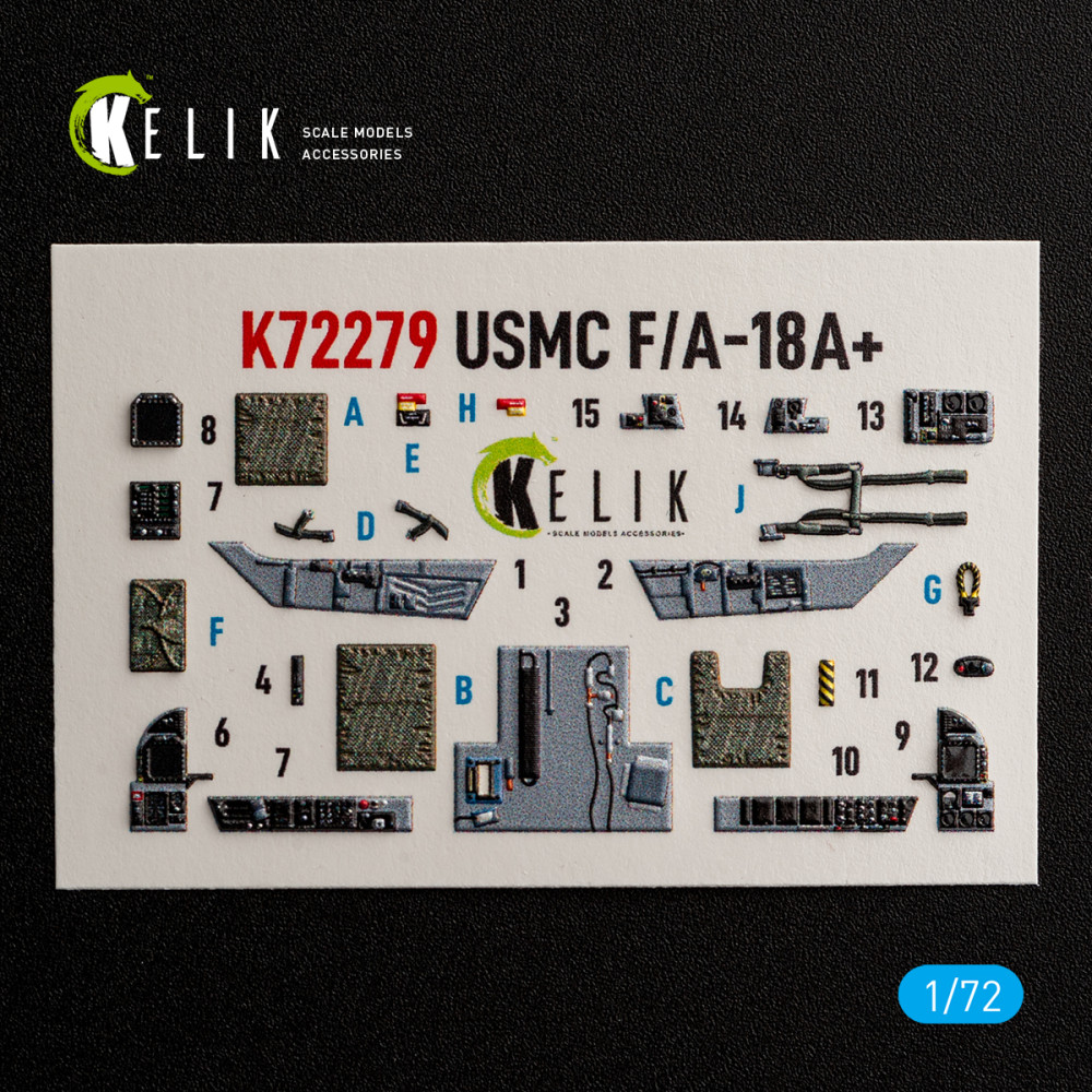 USMC F/A-18+ - 3D Декаль Інтер'єр для набору Academy 12411 1/72 Kelik K72279