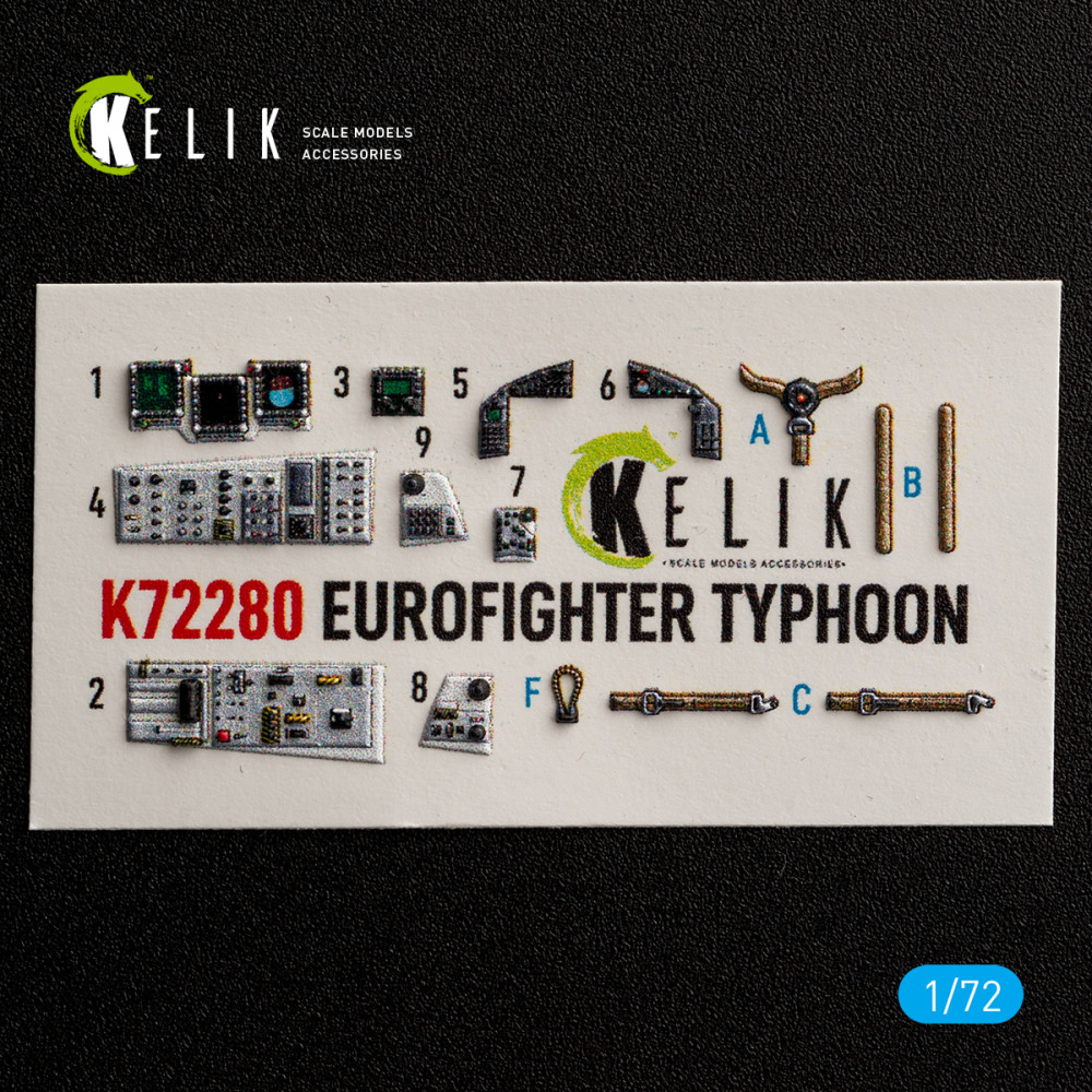 Eurofighter Typhoon - 3D Декаль Інтер'єр для набору Hasegawa 1/72 Kelik K72280