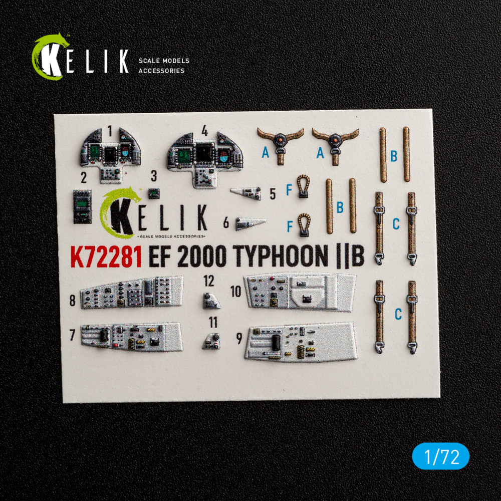 Eurofighter Typhoon EF-2000- 3D Декаль Інтер'єр для набору Hasegawa 1/72 Kelik K72281
