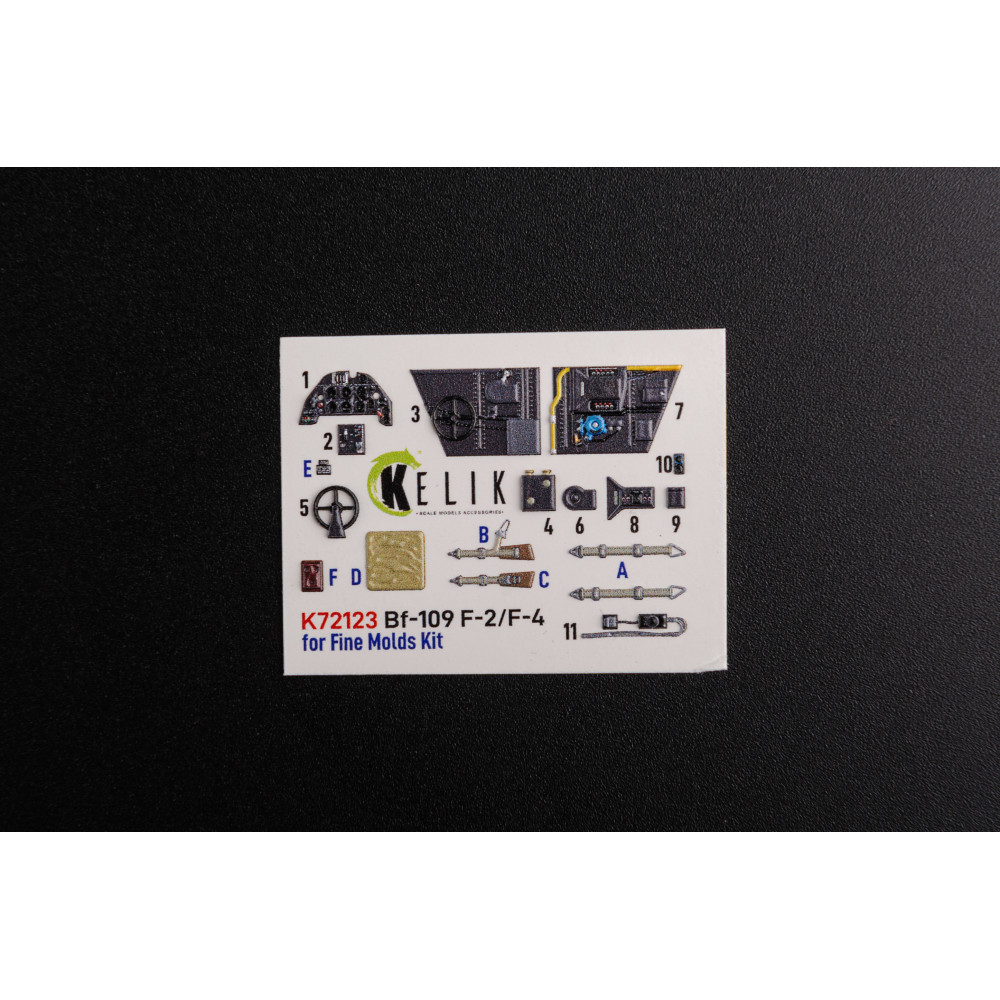 BF109-F2/F4 interior 3D decals for Fine Molds kit 1/72 Kelik K72123