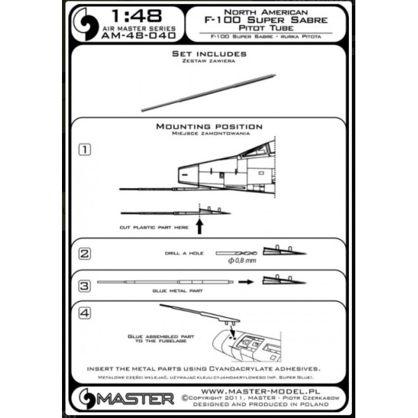 F-100 Super Sabre - Pitot Tube 1/48 Master 48-040