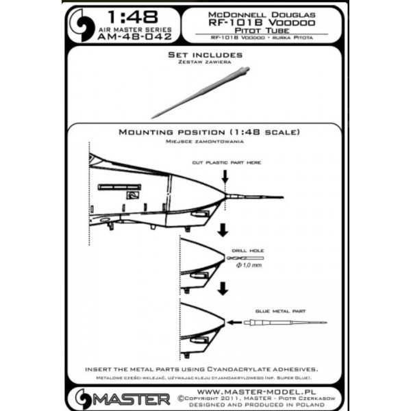 RF-101B Вуду - трубка Піто 1/48 Master 48-042