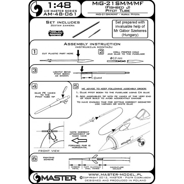 MiG-21SM/M/MF (Fishbed J) - Pitot Tube 1/48 Master 48-061