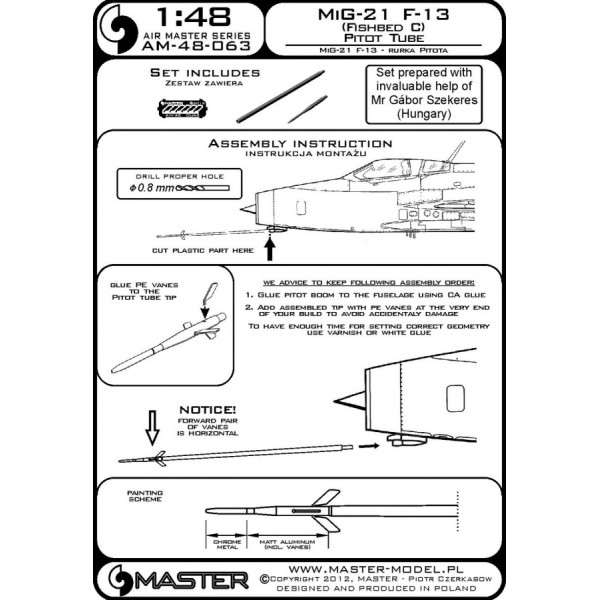 MiG-21 F-13 (Fishbed C) - Pitot Tube 1/48 Master 48-063