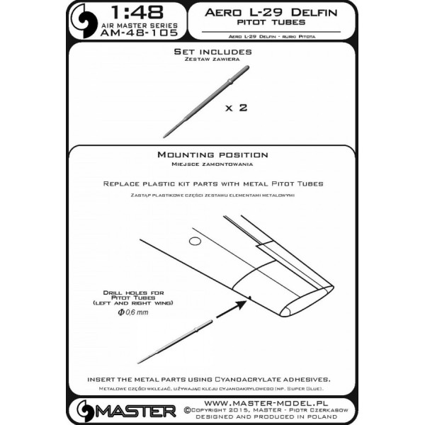 Aero L-29 Delfin - Pitot Tubes 1/48 Master 48-105