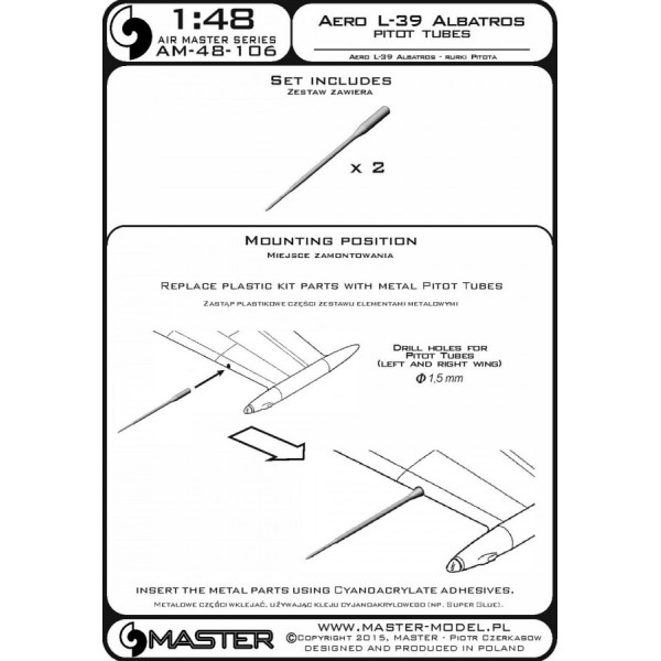 Aero L-39 Albatros - Pitot Tubes 1/48 Master 48-106