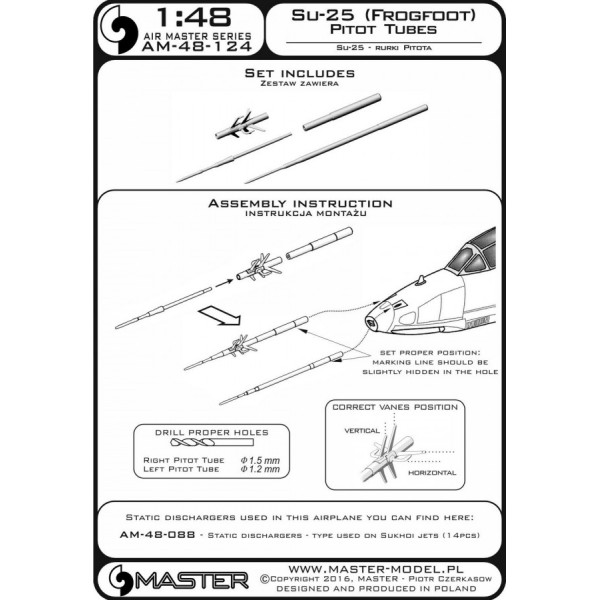 Су-25 (Frogfoot) - трубки Піто 1/48 Master 48-124
