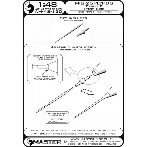 МіГ - 25ПД / ПДС (Foxbat E) - трубка Піто 1/48 Master 48-130