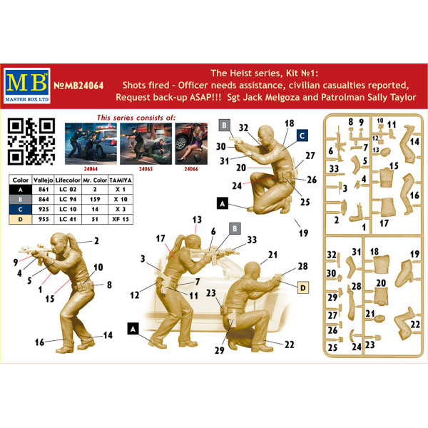 The Heist series, Kit №1. Shots fired - Officer needs assistance, civilian casualties reported, Request back-up ASAP!!! 1/24 MasterBox 24064