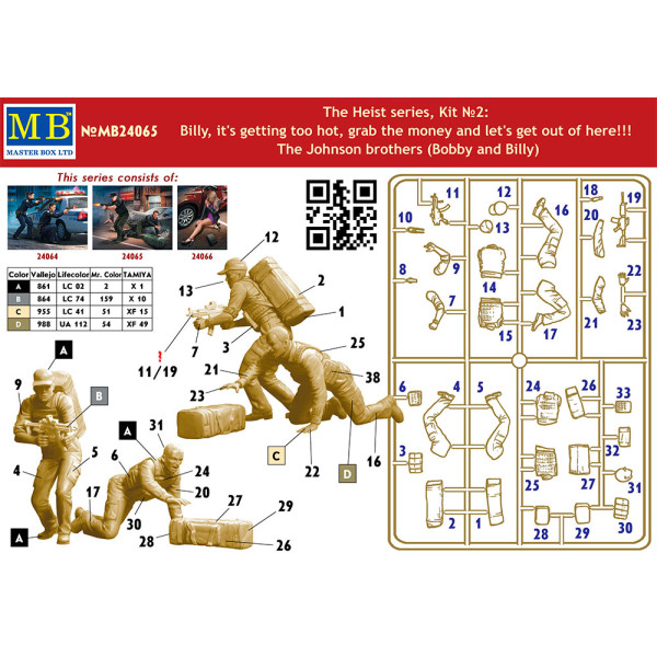The Heist series, Kit №2. Billy, it's getting too hot, grab the money and let's get out of here!!! The Johnson brothers (Bobby and Billy)  1/24 MasterBox 24065