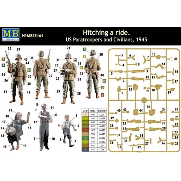 "Hitching a ride". US Paratroopers and Civilians, 1945  1/35 MasterBox 35161