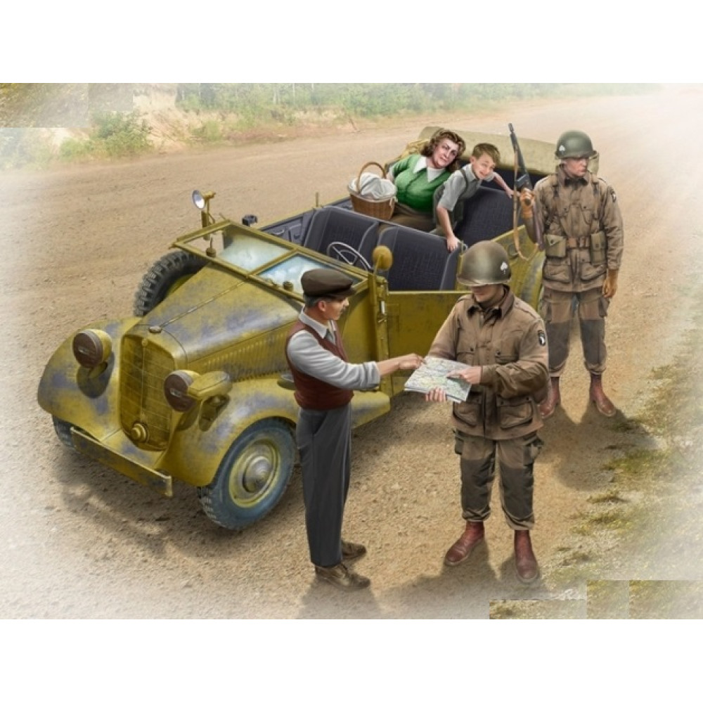 "Hitching a ride". US Paratroopers and Civilians, 1945  1/35 MasterBox 35161