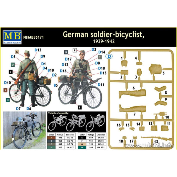 German soldier-bicyclist, 1939-1942 1/35 MasterBox 35171