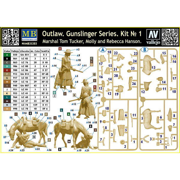 Gunslinger series. Kit No. 1. Marshal Tom Tucker, Molly and Rebecca Hanson 1/35 MasterBox 35203