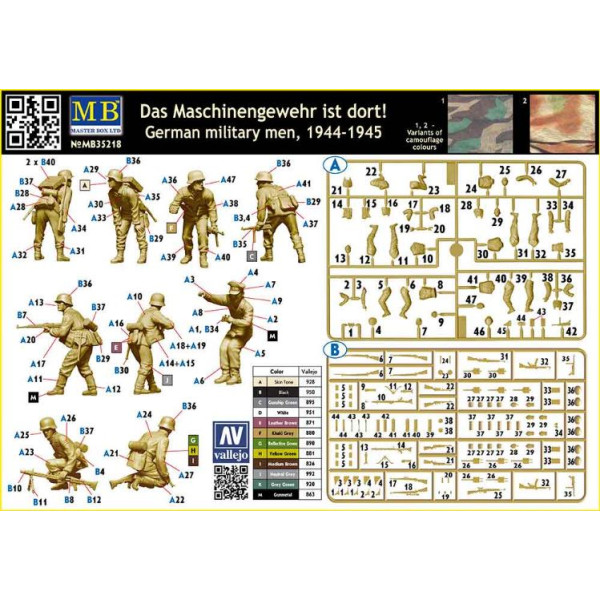 German military men, 1944-1945. Das Maschinengewehr ist dort! 1/35 MasterBox 35218