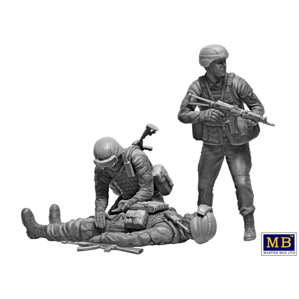 On the battlefield. Ukrainian military medics. russian-Ukrainian War series, kit № 8. 1/35 MasterBox 35231