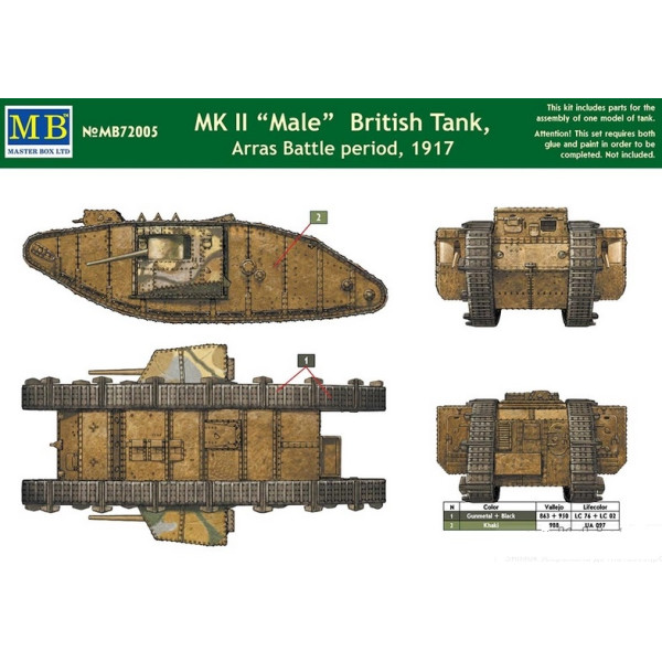 MK II "Male" British Tank, Arras Battle period, 1917  1/72 MasterBox 72005