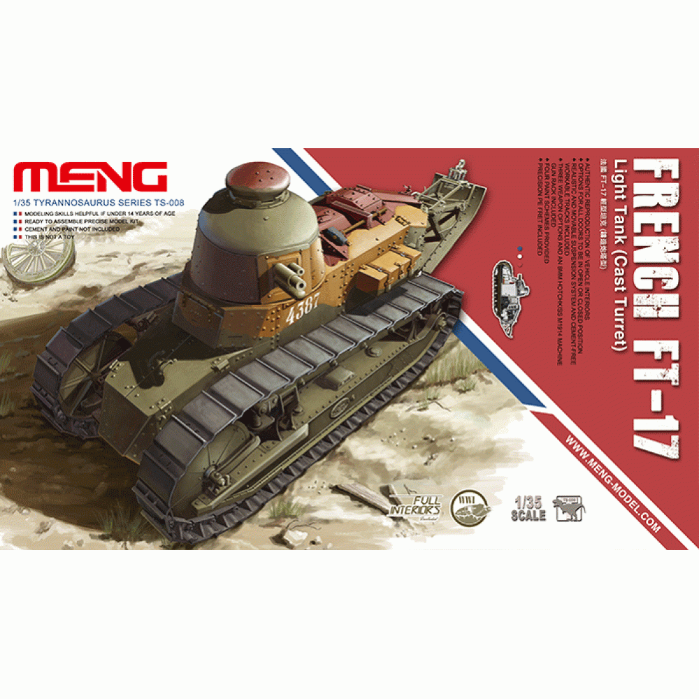 France FT-17 Light Tank (Cast Turret)  1/35 Meng Model  ts-008