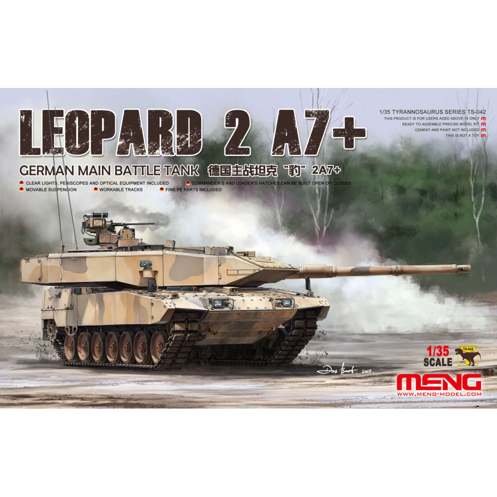 German Main Battle Tank Leopard 2A7+  1/35 Meng Model  ts-042