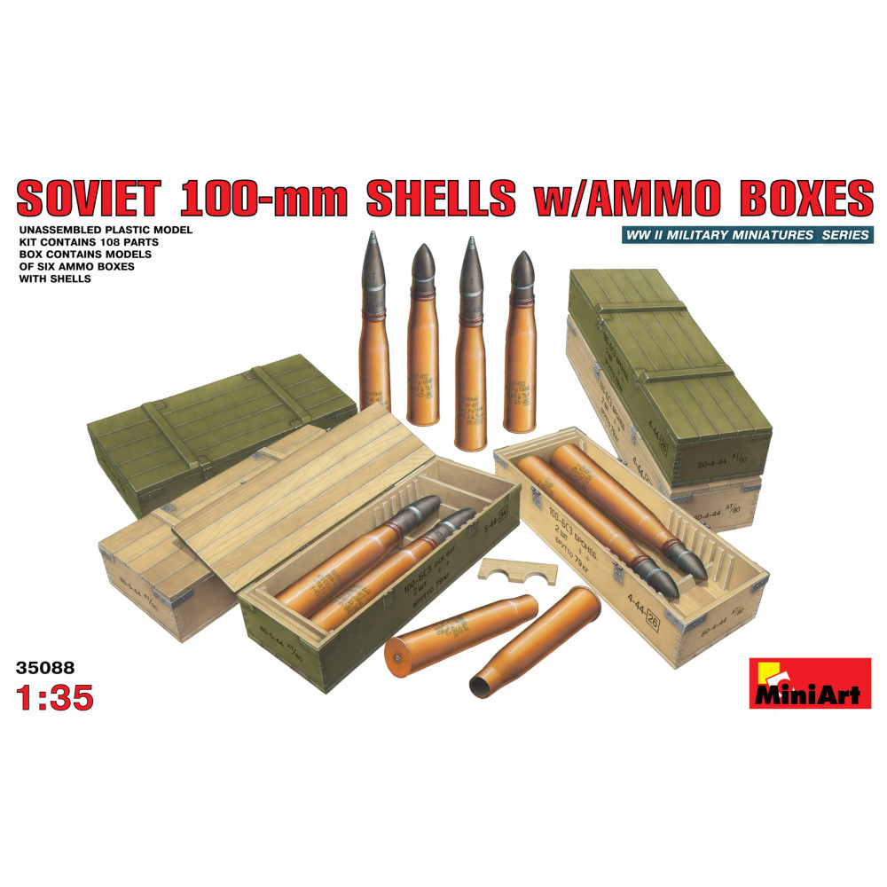 Soviet 100mm Shells w/Ammo Boxes 1/35 MiniArt 35088
