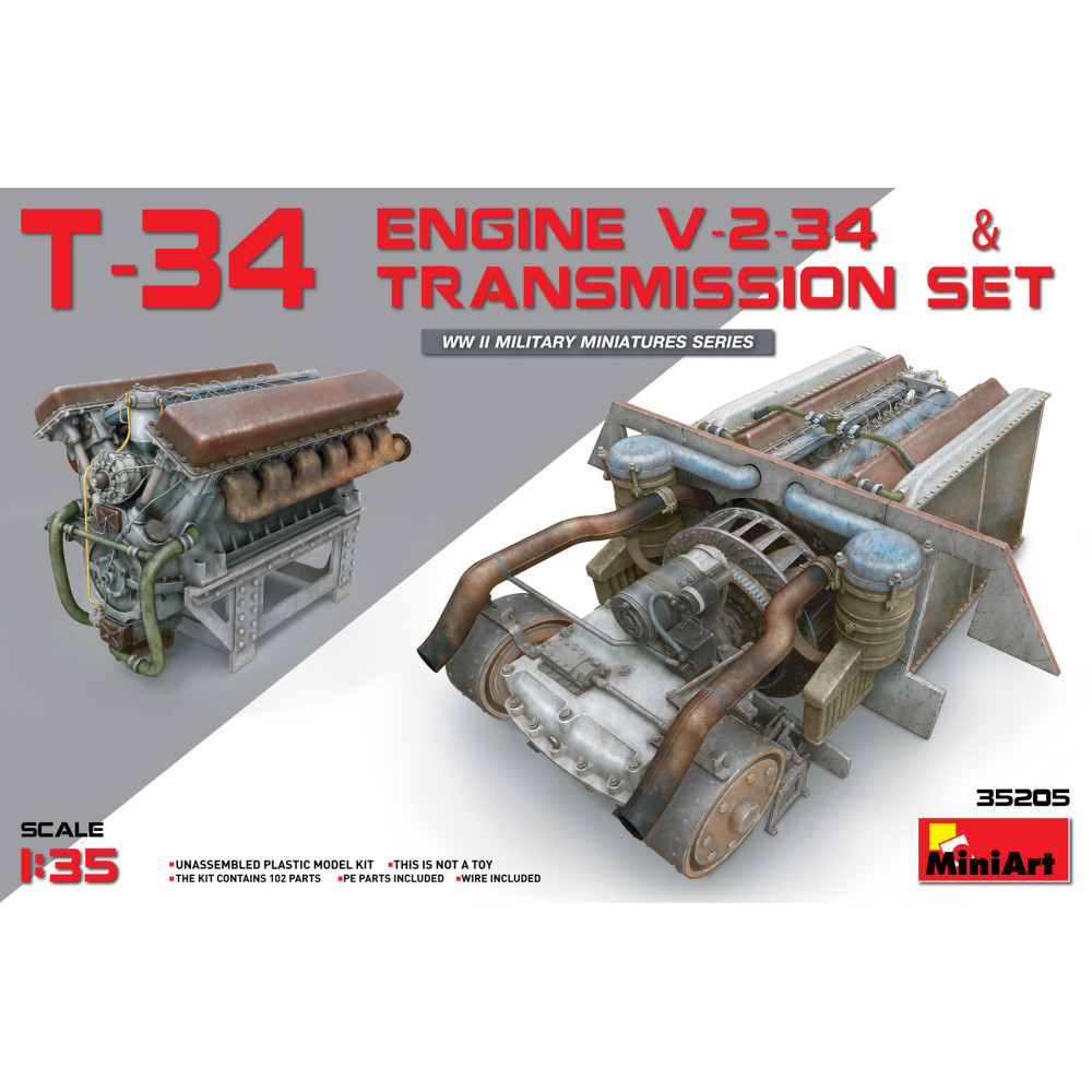 Двигун V-2-34 з трансмісією 1/35 MiniArt 35205