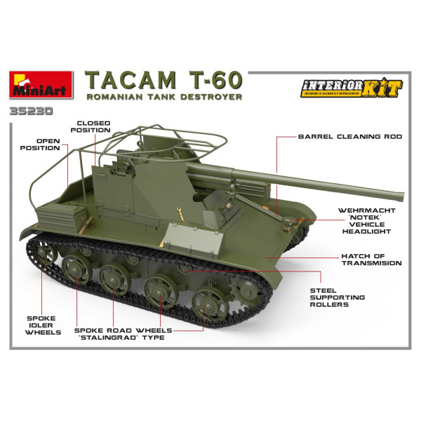 САУ TACAM T-60 румунський танк з інтер'єром 1/35 Miniart 35230