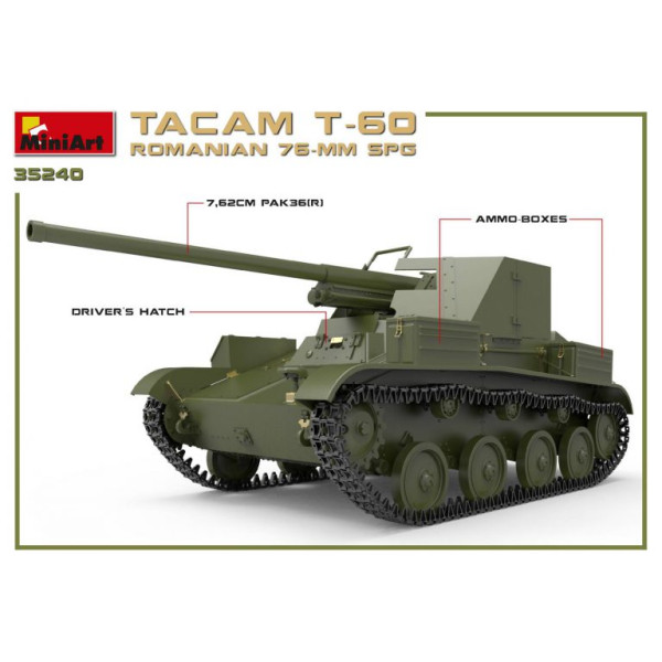 Румунська 76-мм САУ "TACAM" T-60 з інтер'єром 1/35 MiniArt 35240