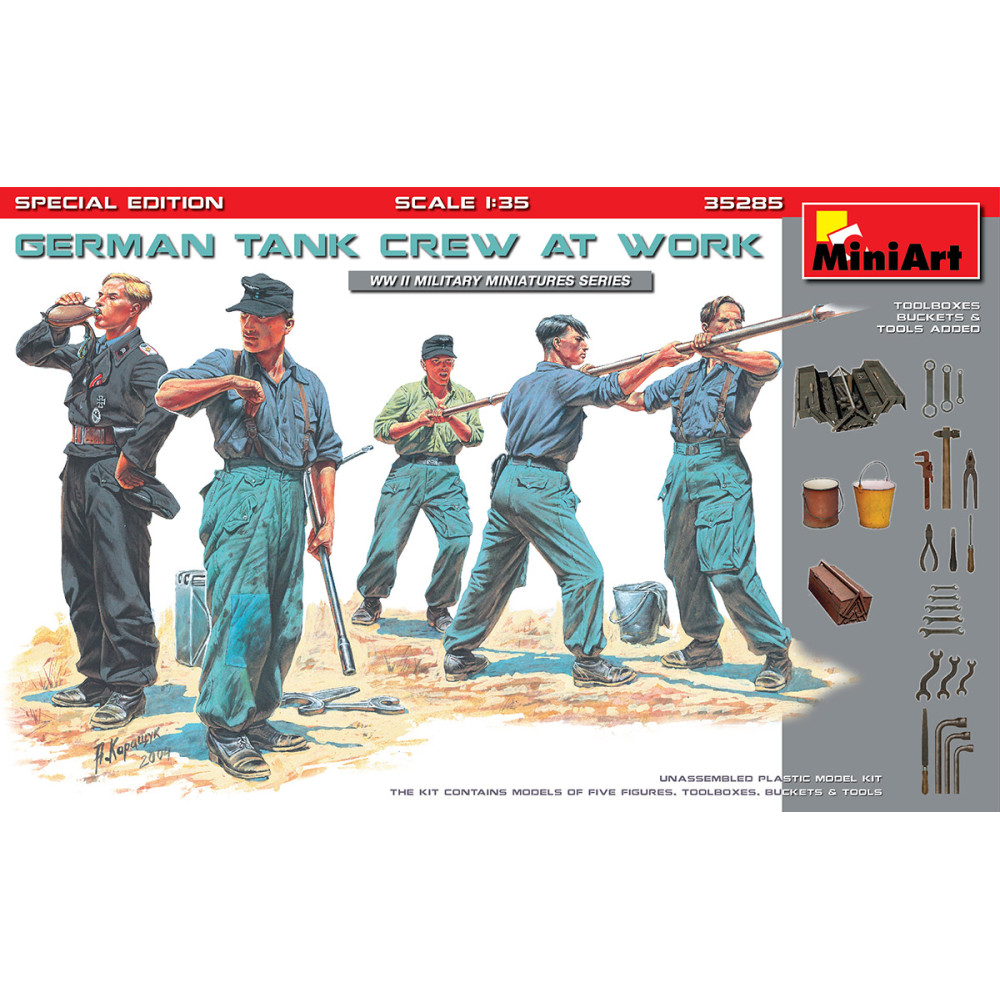 German Tank Crew at Work Toolboxes, Buckets & Tools added 1/35 MiniArt 35285